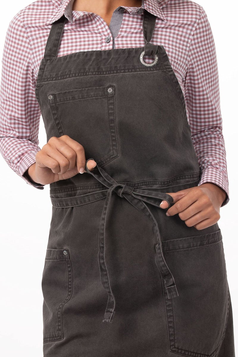 Chef Works Unisex Dorset Bib Apron, Pewter, One Size - Image 3